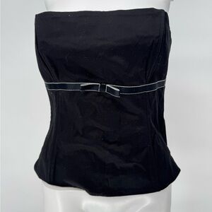 Black Strapless Top White Bow Y2K Size 8 H&M